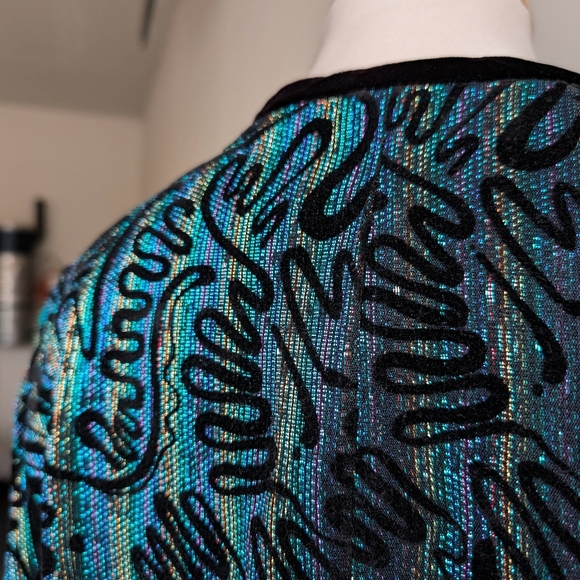 Vintage 80s metallic rainbow puff sleeve jacket - Picture 5 of 6